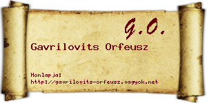 Gavrilovits Orfeusz névjegykártya